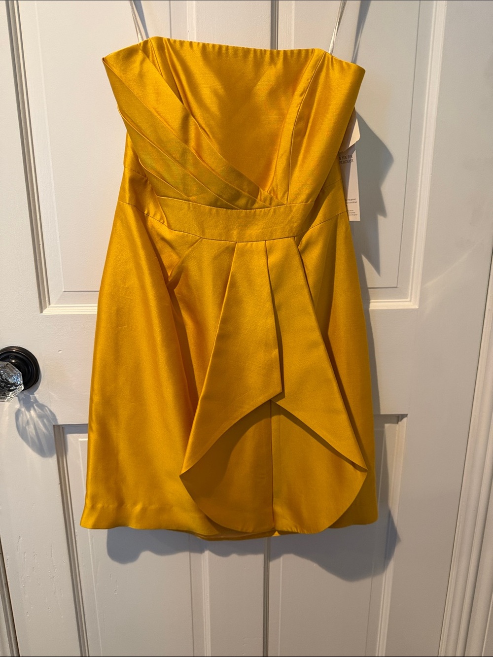 Strapless Shoshanna Yellow Satin Cocktail Dress